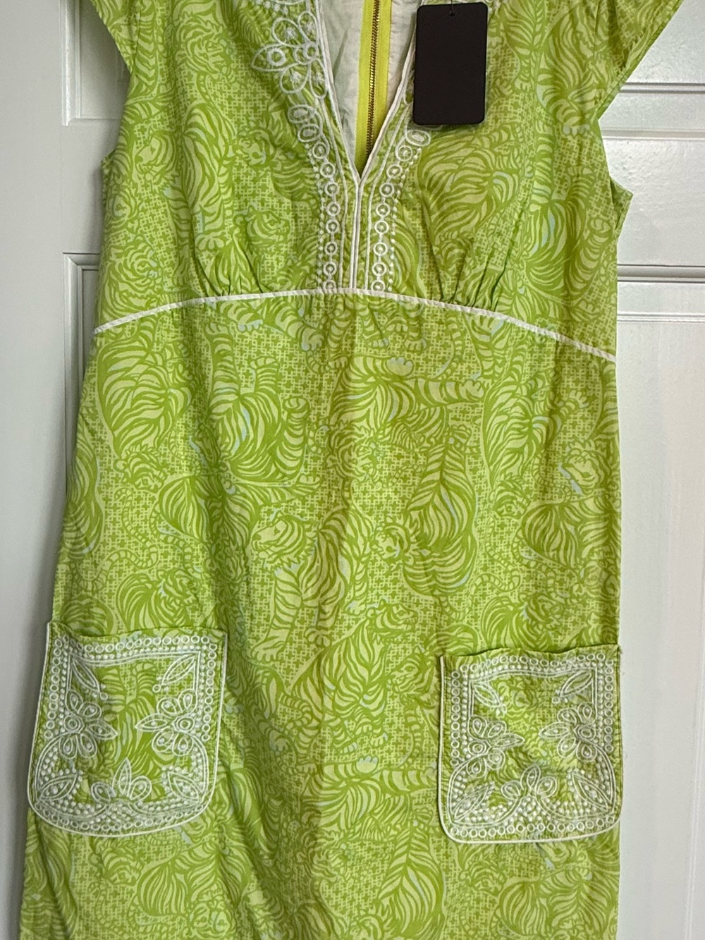 Lilly Pulitzer Lime Green Embroidered V-Neck Tunic